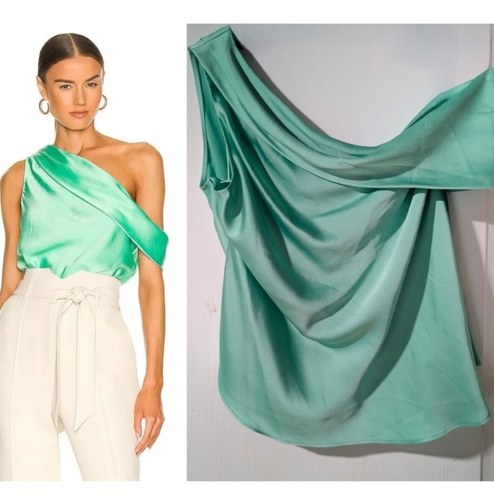 (See Comments) NWT Jonathan Simkhai | Lexy One Shoulder Top In Kiwi